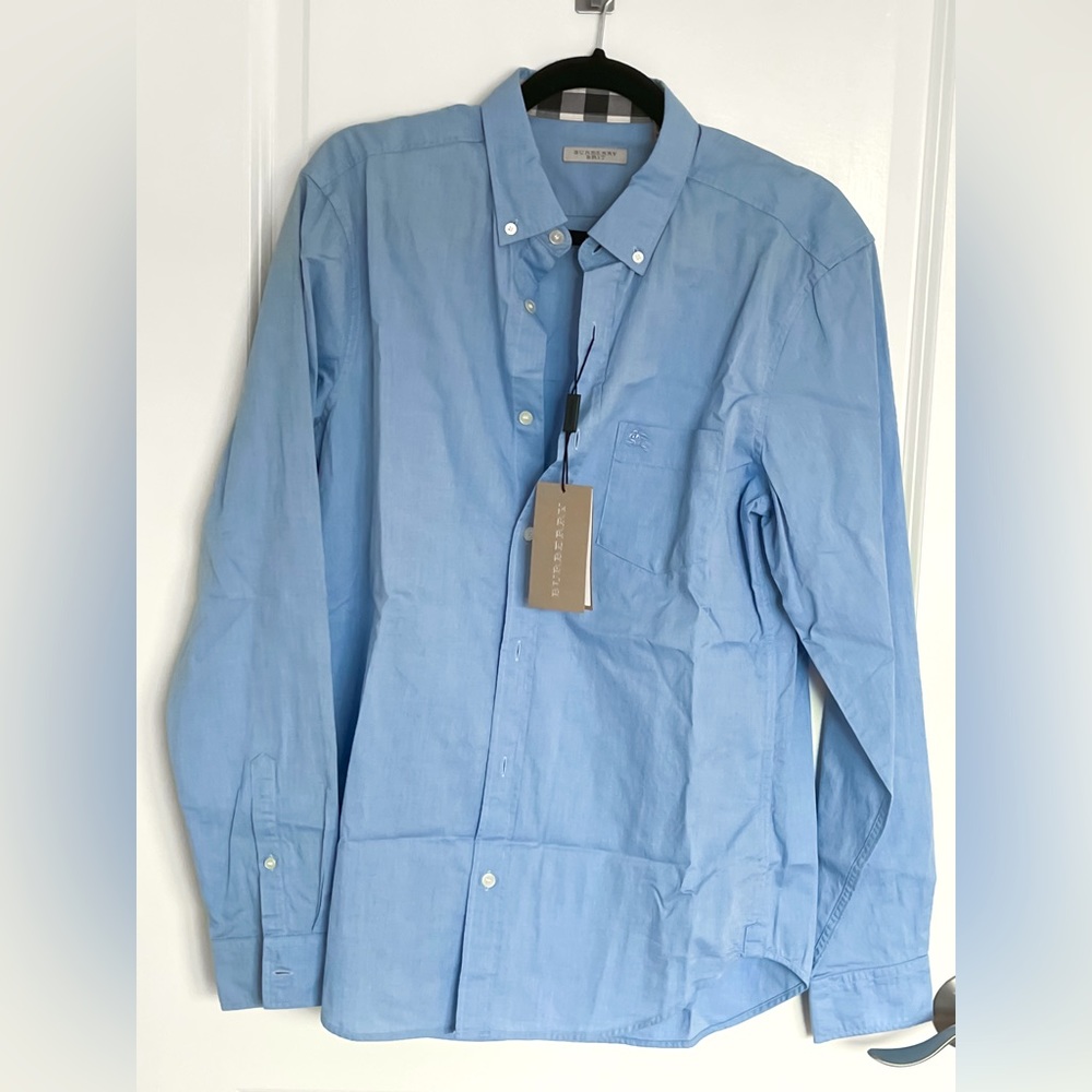 Burberry blue button down men’s shirt, size M